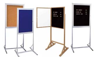 Enclosed Double-Pole Pedestal Message Boards - Cork Boards | Letter Boards | Tack Boards