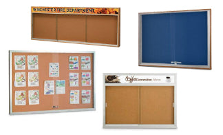 Enclosed Cork Bulletin Boards with Sliding Doors