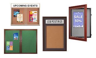 Wood Enclosed Bulletin Boards Indoor | 1, 2, 3 Door Display Cases