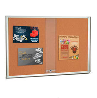 60 x 40 Indoor Enclosed Bulletin Cork Boards with Sliding Glass Doors
