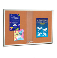 84 x 30 Indoor Enclosed Bulletin Cork Boards with Sliding Glass Doors