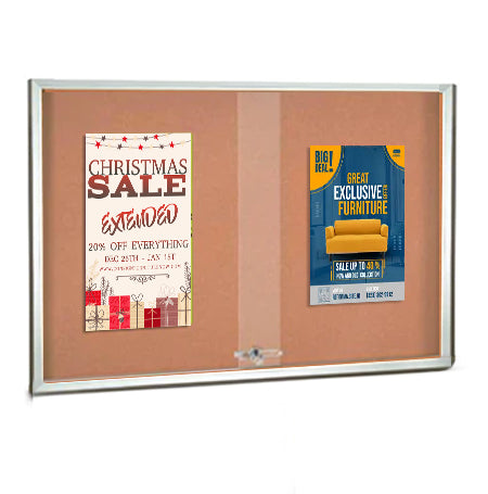 84 x 48 Indoor Enclosed Bulletin Cork Boards with Sliding Glass Doors