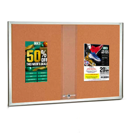 96 x 48 Indoor Enclosed Bulletin Cork Boards with Sliding Glass Doors