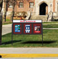 Freestanding Enclosed Outdoor Bulletin Boards 84" x 30" with Message Header and Posts (3 DOORS)