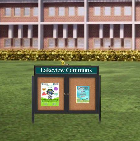 60x36 Outdoor Standing Enclosed Bulletin Board w Header - SHIPS FREE ...