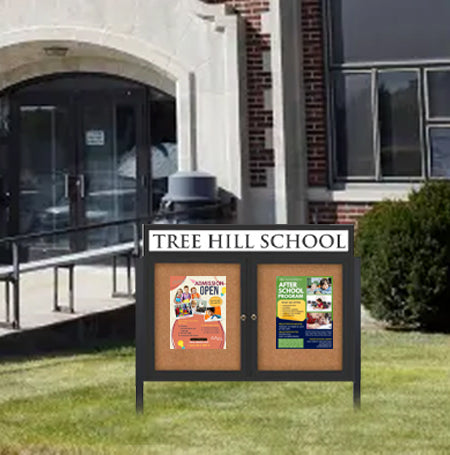 42x32 Outdoor Standing Enclosed Bulletin Board w Header - SHIPS FREE ...