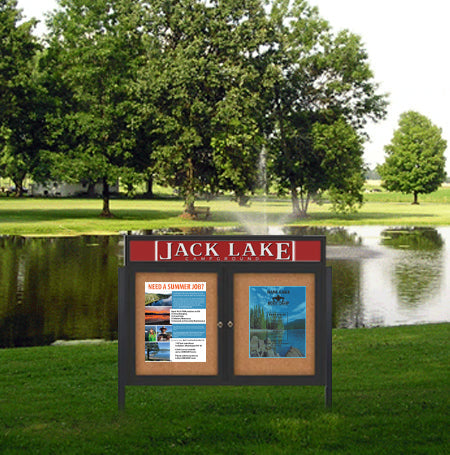 84x36 Outdoor Standing Enclosed Bulletin Board w Header - SHIPS FREE ...