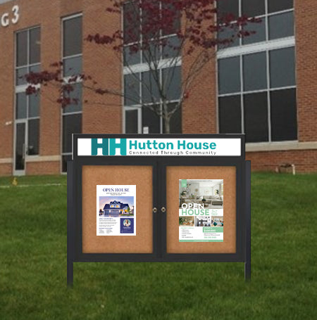 60x60 Outdoor Standing Enclosed Bulletin Board w Header - SHIPS FREE ...