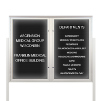 EXTREME WeatherPLUS LED-Lit Multi-Door Outdoor Enclosed Letter Boards with Posts | Shown in Satin Silver finish with 2 Locking Doors
