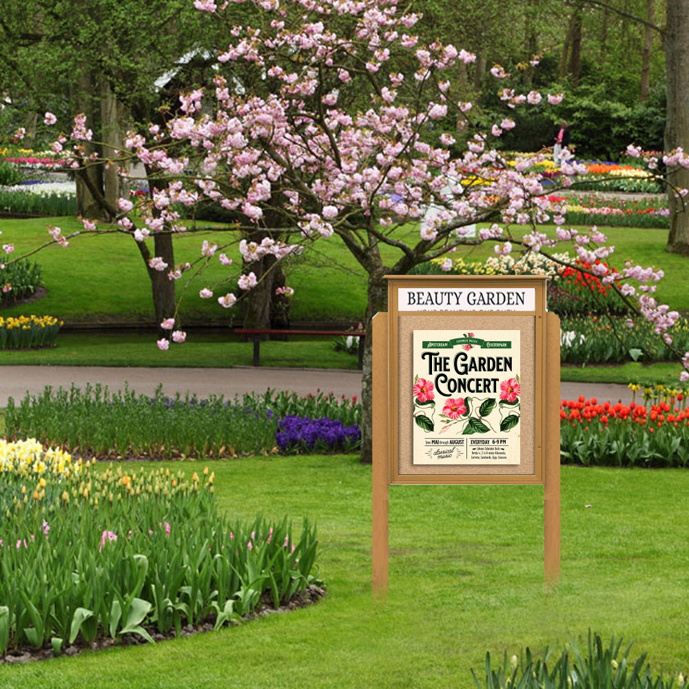 40x60 Standing Outdoor Message Center with Header - Recycled