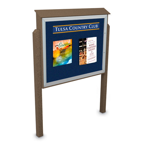 Standing 48 x 60 Outdoor Message Center + Bulletin Board Faux Wood