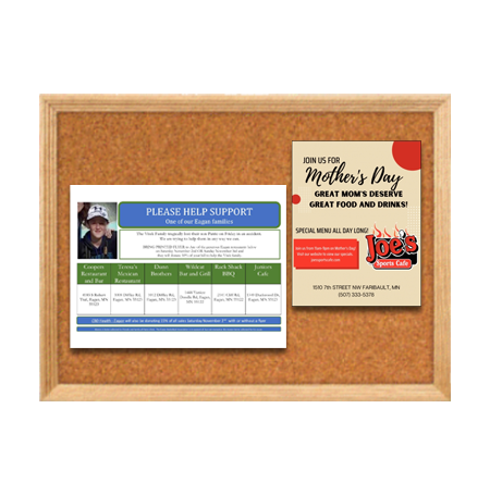 12 x 12 Wood Framed Cork Bulletin Board | Decorative Frame Style
