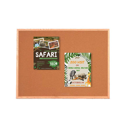 Value Line 24x72 Wood Framed Cork Bulletin Board | Open Face with Hardwood Trim in 3 Wood Finishes