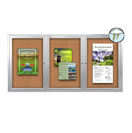 SwingCase 72 x 30 Outdoor Enclosed Bulletin Boards 3 DOOR