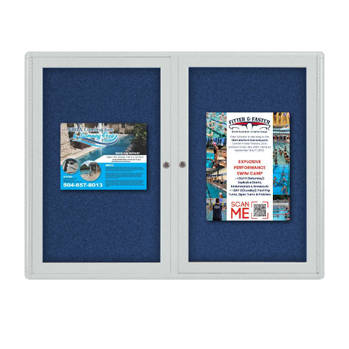 Indoor Enclosed Bulletin Boards 50 x 50 with Rounded Corners (2 DOORS)