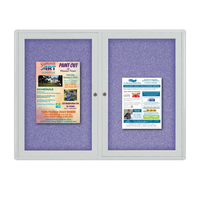 Indoor Enclosed Bulletin Boards 84 x 24 with Rounded Corners (2 DOORS)