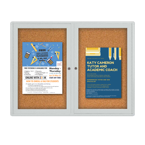 Indoor Enclosed Bulletin Boards 84 x 48 with Rounded Corners (2 DOORS)