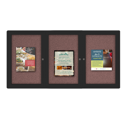 Indoor Enclosed Bulletin Boards 96 x 48 with Rounded Corners (3 DOORS)