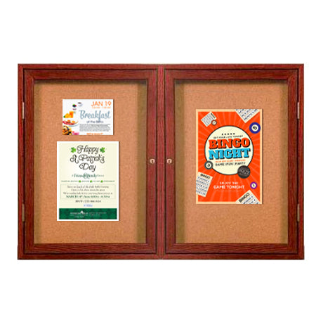 50 x 50  WOOD Indoor Enclosed Bulletin Cork Boards (2 DOORS)