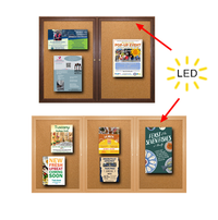 Enclosed Indoor Wood Frame Bulletin Boards with Lights | Multiple Doors | 2 & 3 Door Wall Mount Display Case