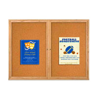 96 x 48 WOOD Indoor Enclosed Bulletin Cork Boards with Interior Lighting (2 DOORS)
