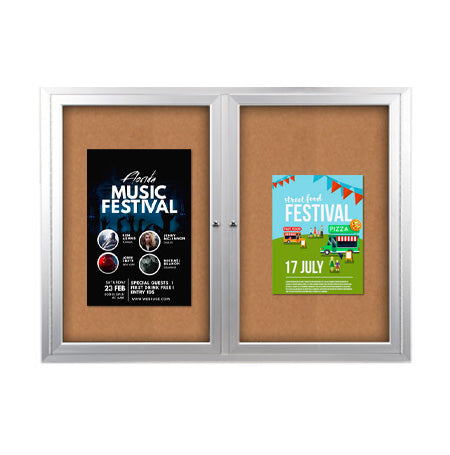 Enclosed Outdoor Bulletin Boards 50 x 50 with Interior Lighting and Radius Edge (2 DOORS)