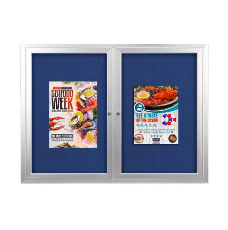 Enclosed Outdoor Bulletin Boards 60 x 60 with Interior Lighting and Radius Edge (2 DOORS)