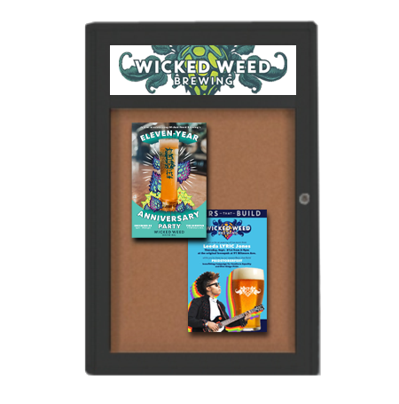 Extra Large Indoor Enclosed Bulletin Board Swing Cases with Header and ...