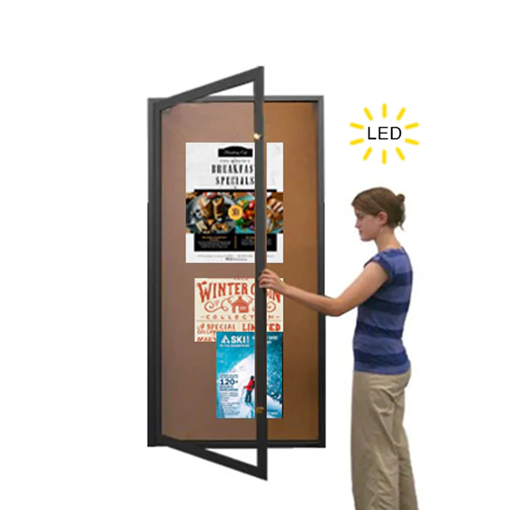 48 x 60 Extra Large Indoor Enclosed Bulletin Boards w Light. "Swing ...