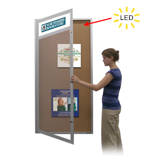 Extra Large Outdoor Enclosed Poster Cases with Header and Light 24 x 72 (Single Door)