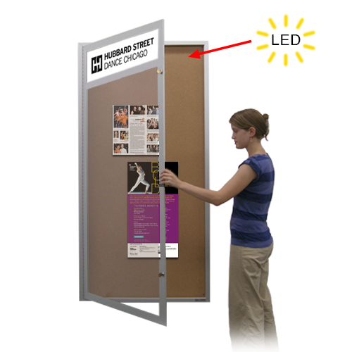 Extra Large Outdoor Enclosed Poster Cases with Header and Light 48 x 72 (Single Door)