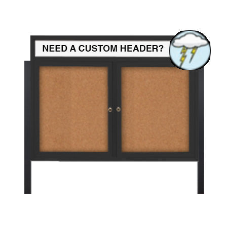 Free Standing 2-Door Outdoor Bulletin Boards w Header 48x36 SHIPS FREE ...