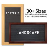 Open Face Wide Wood Framed Access Letterboards 20 x 36 Can be Ordered in Portrait or Landscape Grooved Board Orientation.