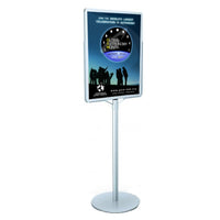 POSTER STAND with 22 x 28 FRAME IN VERTICAL FORMAT| (SHOWN in SILVER FINISH