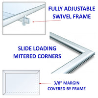 24 x 36 Lightweight, Multi-Angle Aluminum Swivel Display Frames - Ceiling Mount Sign Holder