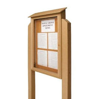 42x42 Outdoor Message Center with Posts and Cork Board Wall Mounted - LEFT Hinged