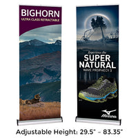 BIGHORN 31.5" Wide Premium Retractable Banner Stands | Single Sided | Adjusts in Height 29.5" to 83.35" with Telescopic pole and Premium Grip Rail