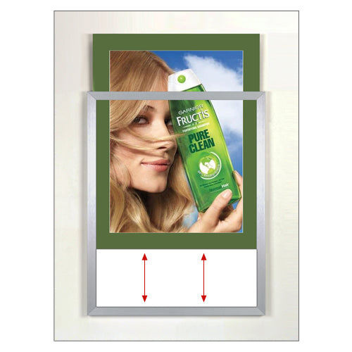 TOP LOADER SIGN FRAME 14" x 22" WITH 2" WIDE MAT BOARD (SHOWN IN SILVER WITH GREEN MAT BOARD)