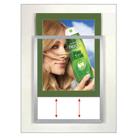 TOP LOADER SIGN FRAME 17" x 22" WITH 2" WIDE MAT BOARD (SHOWN IN SILVER WITH GREEN MAT BOARD)