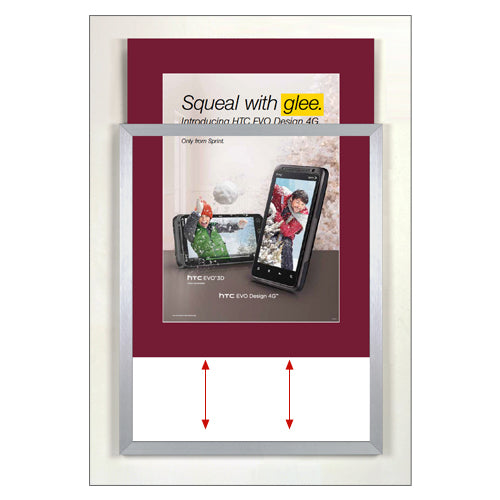 TOP LOADER SIGN FRAME 27" x 40" WITH 3" WIDE MAT BOARD (SHOWN IN SILVER WITH CRANBERRY MAT BOARD)