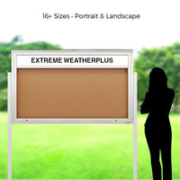 Free-Standing Extreme WeatherPlus™ Extra Large Outdoor Enclosed Bulletin Board Display Case with Header Comes in 16+ Sizes (Landscape Orientation Shown)