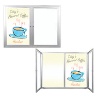 Indoor Enclosed Dry Erase Markerboard with LED Lights (2 and 3 Doors) - White Porcelain Steel