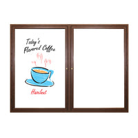 Indoor Enclosed Wood Framed Dry Erase Board with 2 and 3 Doors | White Porcelain on Steel Writing Marker Board