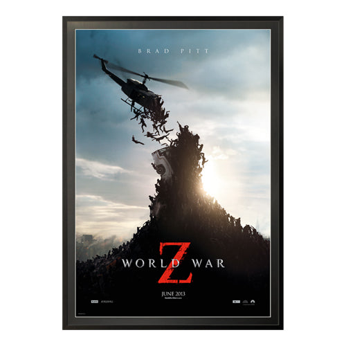 12x20 MOVIE POSTER PICTURE FRAME DISPLAY SHOWN in SATIN BLACK FRAME with RAVEN BLACK MATBOARD