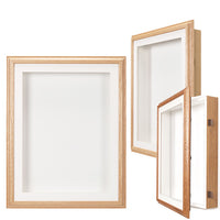 SwingFrame Designer Oak Wood Framed Shadow Box 4-Inch Deep in 12 Sizes + Custom Sizes
