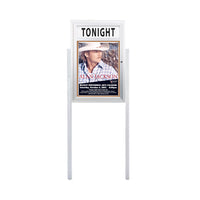 Outdoor Enclosed Poster Display Case Stands + Message Header + Two Leg Posts (SwingCase Single Door)
