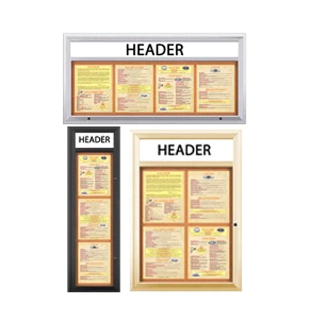 Outdoor Enclosed Menu Cases with Header for 11" x 14" Portrait Menu Sizes