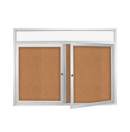 Enclosed Indoor Bulletin Boards 50 x 40 with Header & Lights (Radius Edge) (2 DOORS)