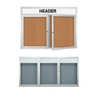 Enclosed Indoor Bulletin Boards + Message Header + Multiple Doors