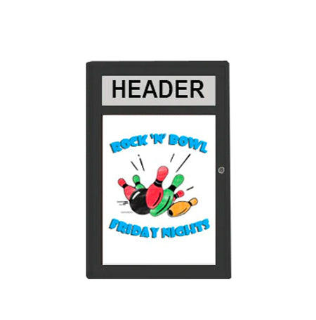 Indoor Enclosed Indoor White Board Radius Edge Corners and Personalized Message Header
